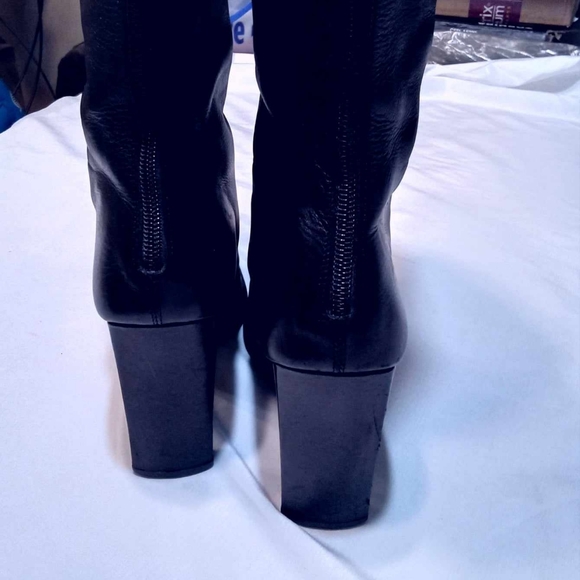 VINTAGE CHARLES DAVID REAL BLACK ITALIAN LEATHER TALL BOOTS 37 EXCELLENT COND🔥 - Picture 8 of 9